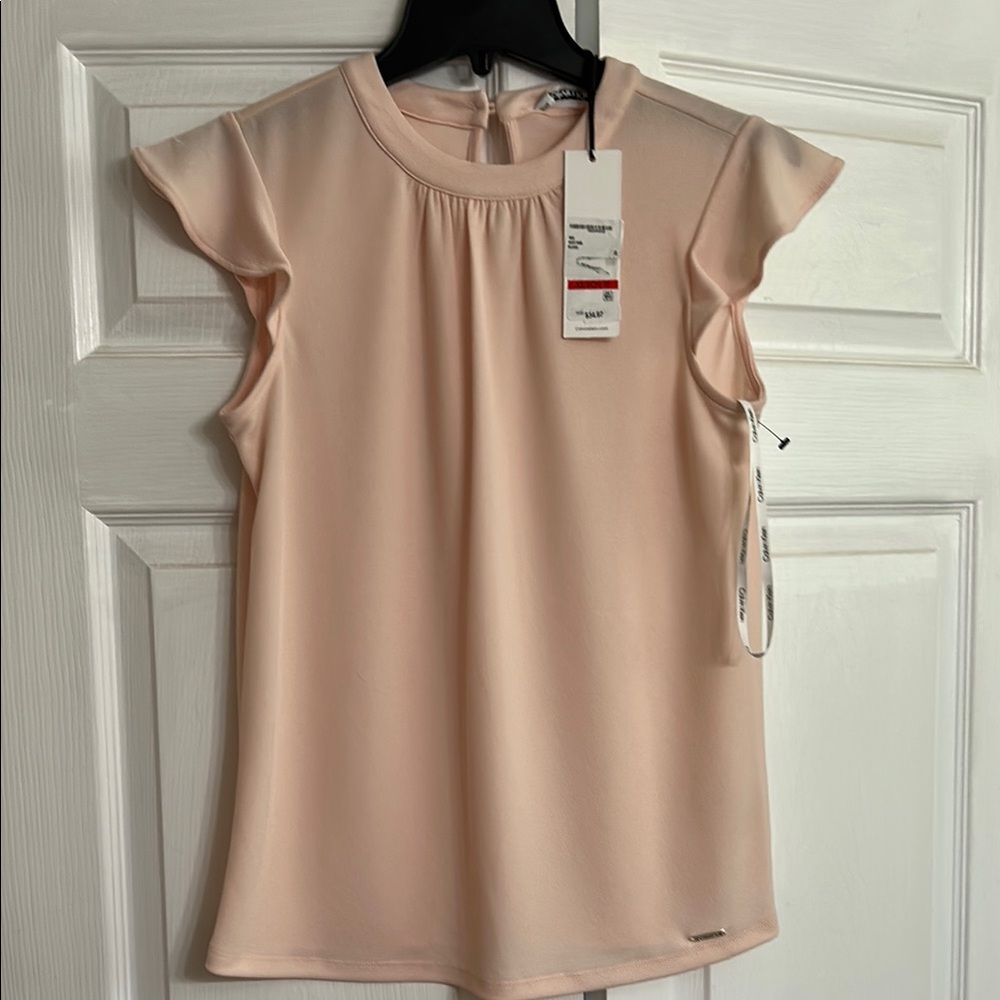 NWT Calvin Klein XS Elegant Cream/Blush Blouse